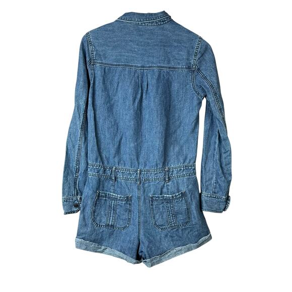 Abercrombie Denim Long Sleeve Linen Blend Romper Women Sz 4 - Picture 7 of 7